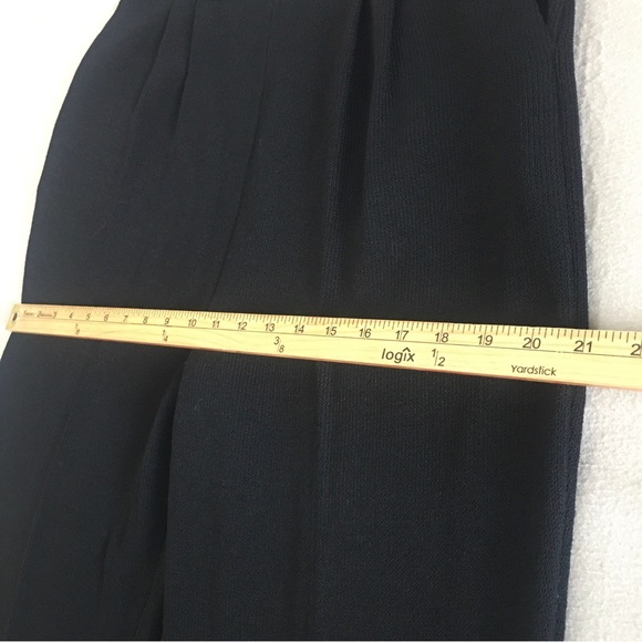 St John Basics Santana Knit Pleated Pants Size 12 Black Wool Blend Designer - Picture 10 of 13